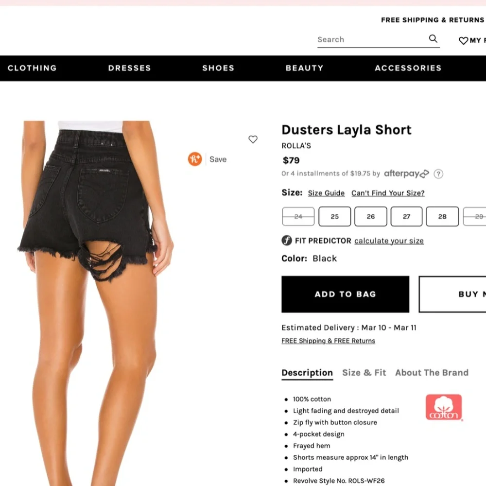 Rolla's High Rise Black Distressed Denim Shorts XS | Vintage Cutoff